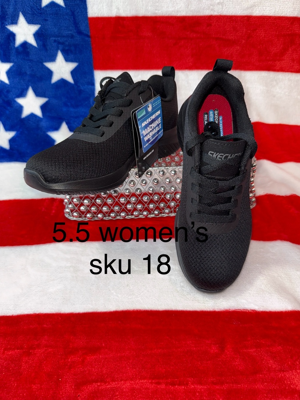Skechers Women's 5.5 Black Athletic Mesh Work Sneakers Ultra Flex 3.0SR Jinie
